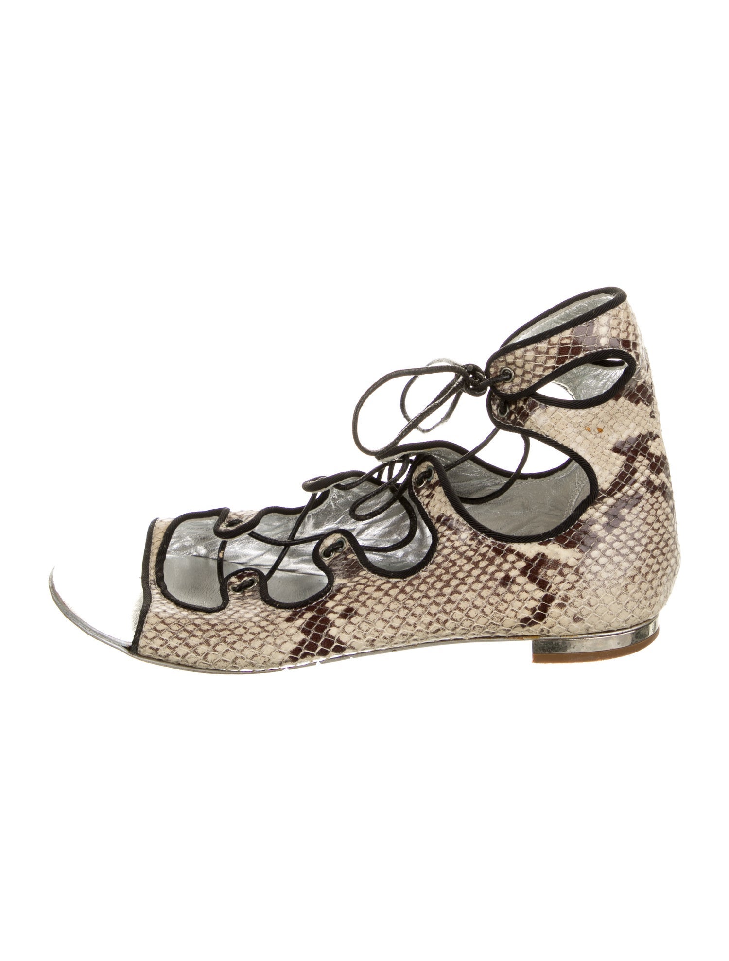 Giuseppe Zanotti Snakeskin Animal Print Lace-Up Boots